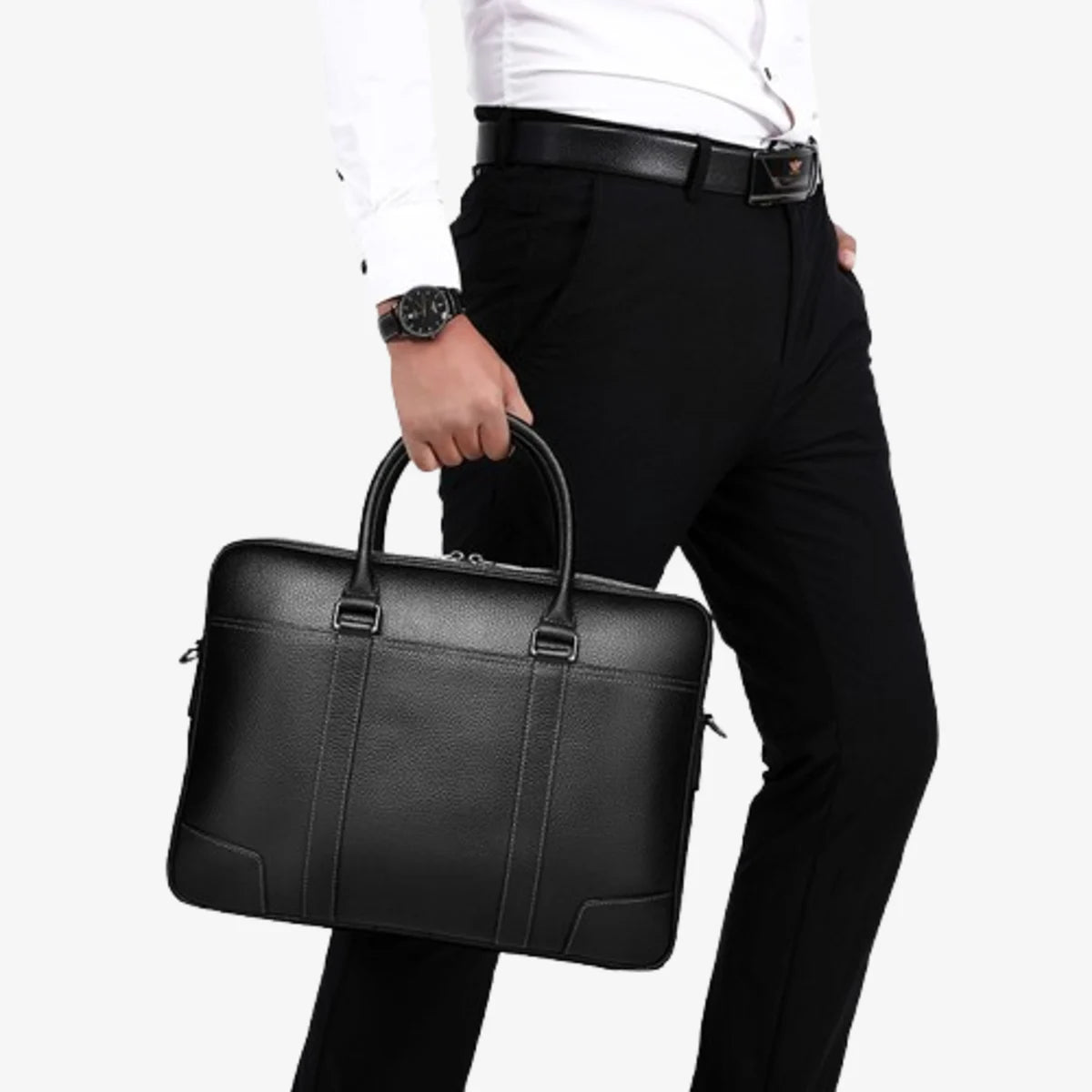Porte-documents cuir homme 15 pouces — Style urbain minimaliste